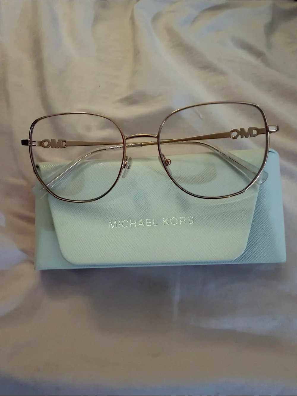 Michael Kors Rose Gold Wireframe Glasses with Clear Temples